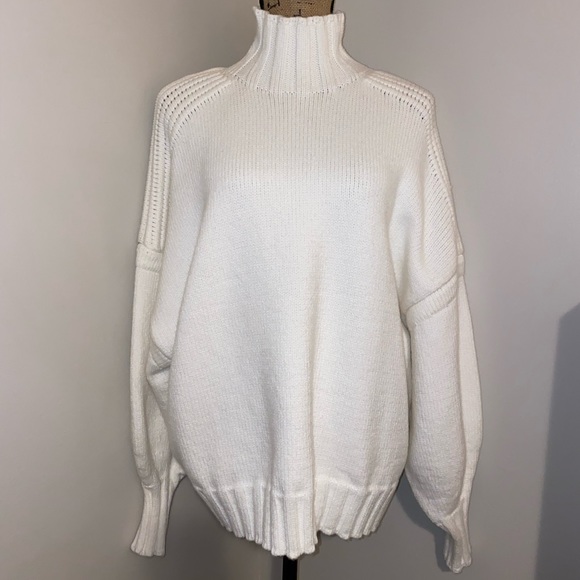 Zara Sweaters - RARE Zara Balloon Sleeve Mock Neck Oversized Sweater in White